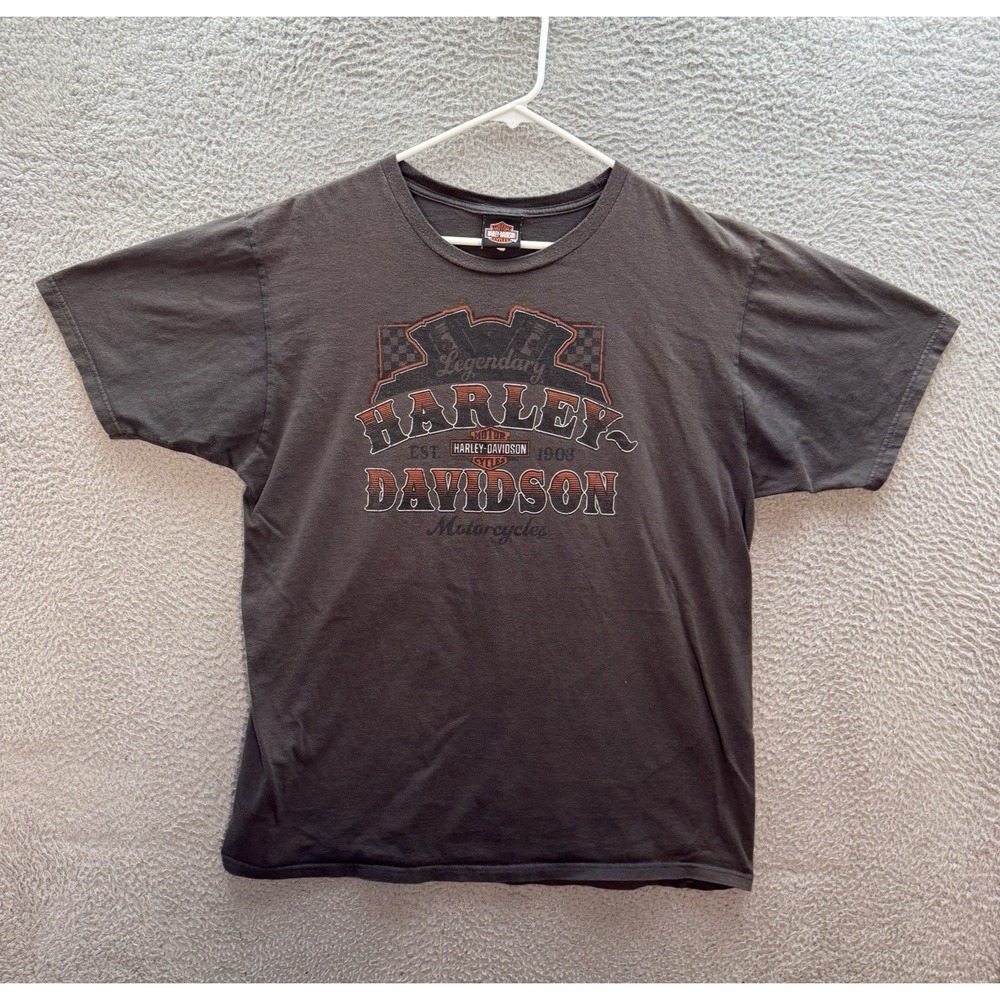 Harley Davidson Shirt Adult XL Gray Motorcycle Biker Grunge Skater Faded Mens‎